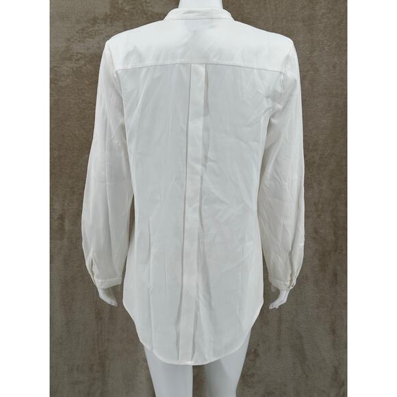 Style & Co Top Women 10 Ivory Satiny Button Up Long Sleeve Clean Girl Minimalist - Picture 5 of 9